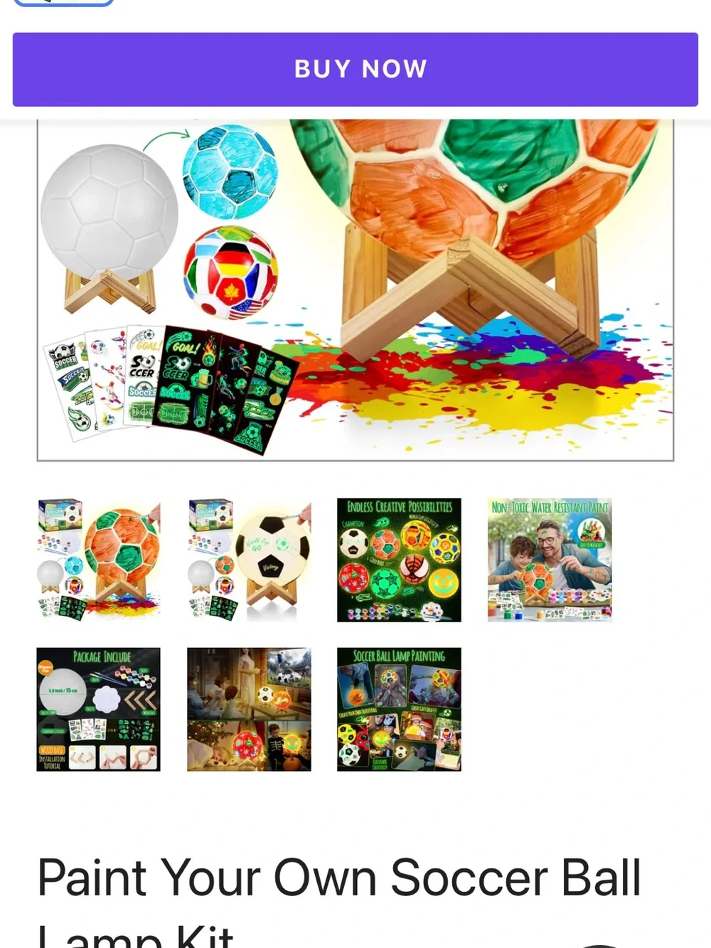 Paint Your Own Soccer Ball Lamp Kids Craft Kit